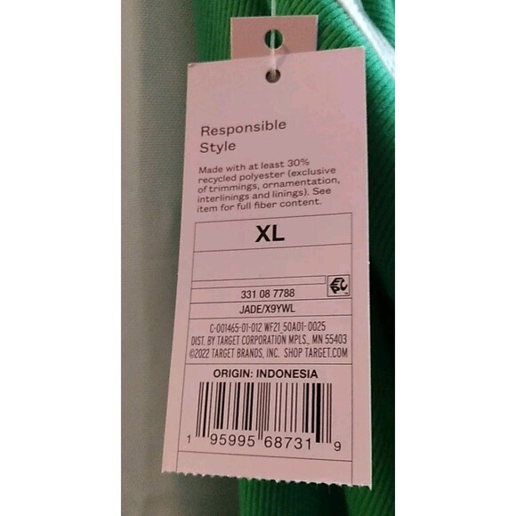 NWT Wild Fable Dress Women's XL Green Ribbed Adjustable Spaghetti Straps Skater - Picture 3 of 3